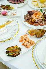 Delicious dish on the buffet table. Cold appetizers from the chef for the celebration