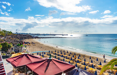 Fototapeta na wymiar Beach at Playa Blanca, Lanzarote, Canary Islands, Spain