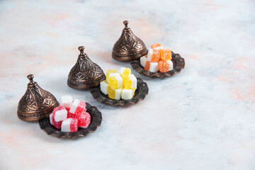 Easy snacks for tea table. Colorful marmalades