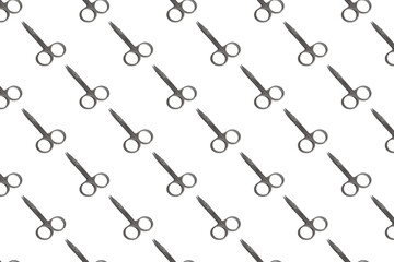 Pedicure scissors on a white background. The scissors pattern. Hard shadows