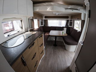 The interior of the camper van . View inside 