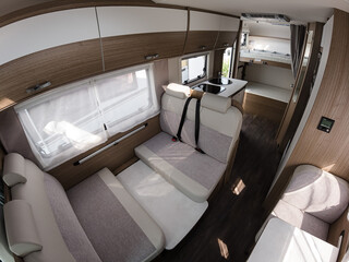 The interior of the camper van . View inside  - 424552416