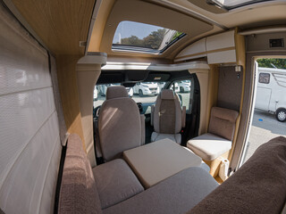The interior of the camper van . View inside 