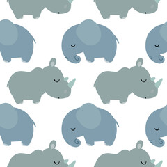 Elephants and rhinos a seamless pattern