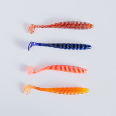 Soft plastic twister baits. Scented and salted silicone bait lures for catching.