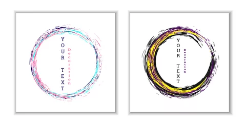 Fotobehang Zen ink circle emblem. Set. Paint strokes. Multi-colored strokes. Design template for the design of banners, posters, booklets, covers, magazines. EPS 10 © HALINA YERMAKOVA