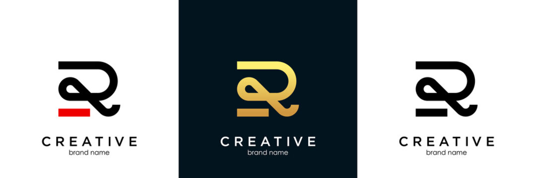 monogram letter r logo design template with creative golden concept