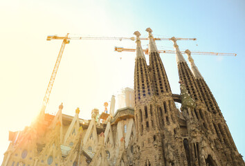 Barcelona, Spain - August 15, 2017: La Sagrada Familia is under construction