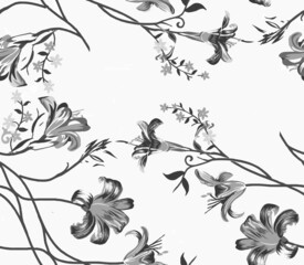 Indian floral paisley pattern vector seamless. Vintage oriental flowers motif print for chintz fabric or batik indonesia sarong. Arabesque design for blanket, wallpaper, rug, textile, clothing.