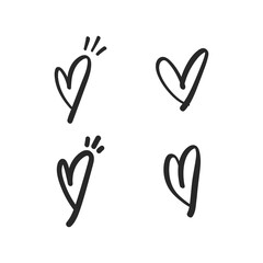 Heart doodles. Hand drawn hearts collection. Love illustration designs.