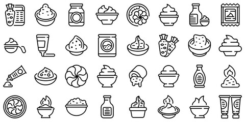 Fototapeta na wymiar Wasabi icons set. Outline set of wasabi vector icons for web design isolated on white background