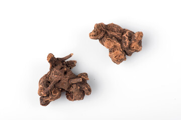 Top view of the roots of galangal. Background from galangal roots. Galangal root is used in cooking, alternative medicine.