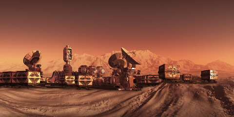 Fototapeta na wymiar Human settlement on Mars