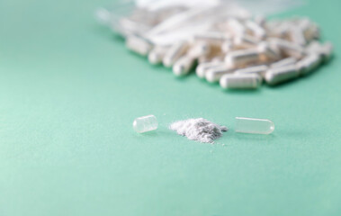 pill bag and an open capsule