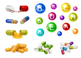 Vitamins Supplements Realistic Transparent