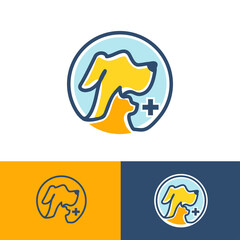 dog and cat abstract pet vet logo