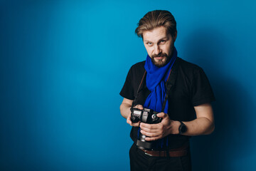 Photographer with camera on neck