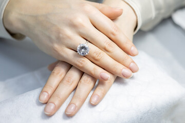 nude manicure in a beauty salon