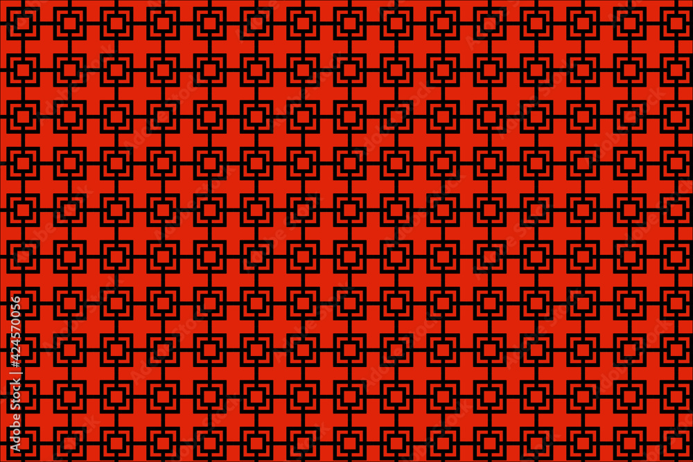 Poster vector background - geometric pattern of black squares on an orange background