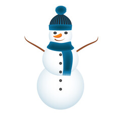 Snowman isolated on white, vector illustration
