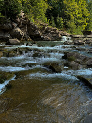 waterfall. carpathian mountains