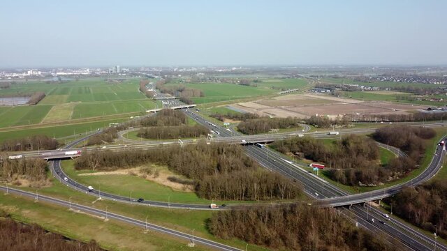Hattemberbroek highway junction where the N50/A50 and A28 highways cross on the border of Gelderland and Overijssel near Zwolle in The Netherlands.Hattemerbroek