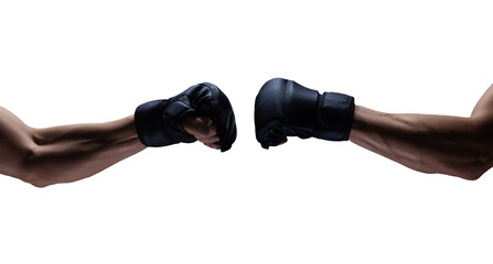 Mma fight, close up of two fists hitting each