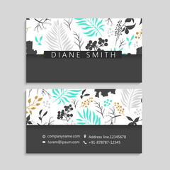 Cute Floral pattern Business card name card Design Template set
