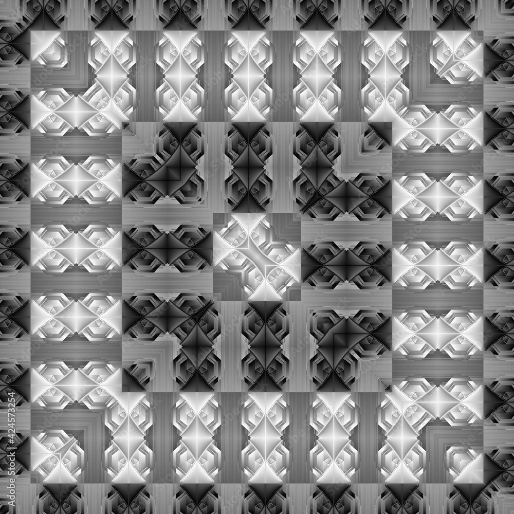 Poster monochrome futuristic square format designs and patterns on a black and white background