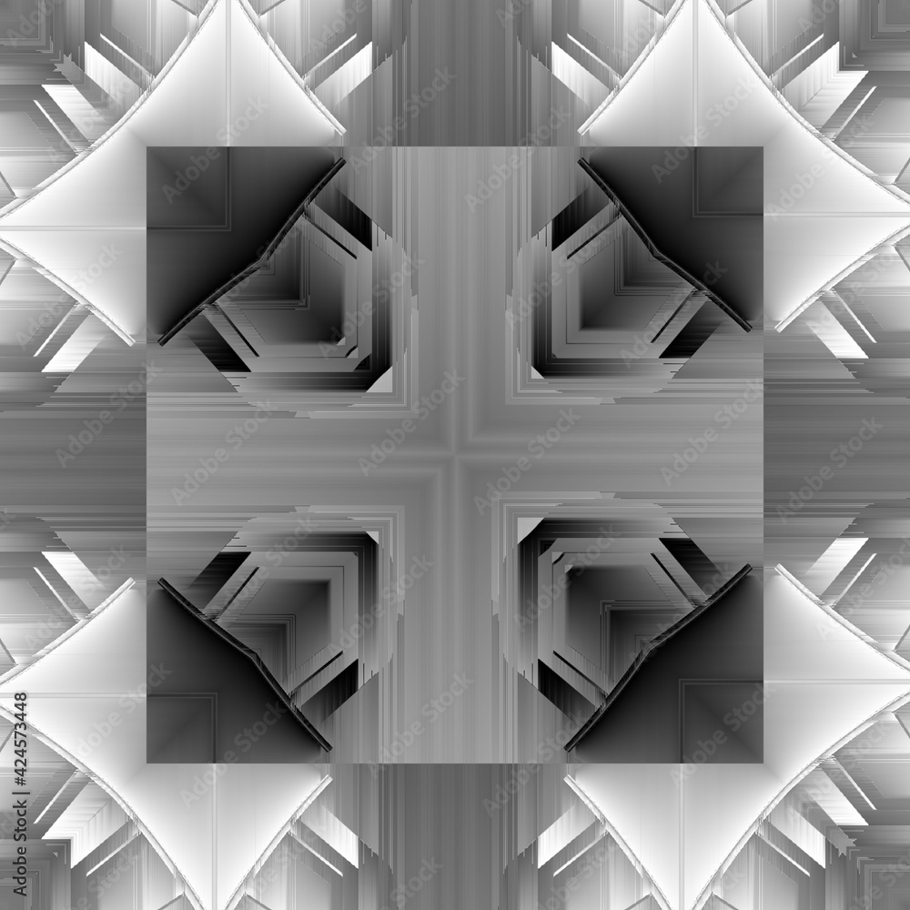 Aufkleber monochrome futuristic square format designs and patterns on a black and white background