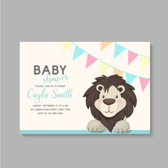 Cute lion baby shower card