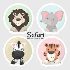 Collection of cute and funny wild safari animal