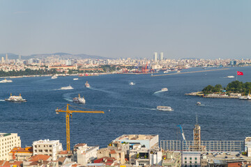 Panoramica, Panoramic, Vista o View de la ciudad de Estambul o Istanbul del pais de Turquia o Turkey desde la Torre o Tower Galata