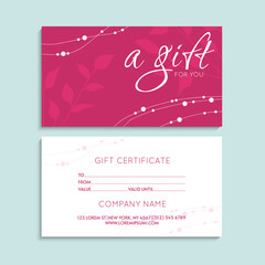 Set of colorful gift cards template. Modern style vector illustration of flowers for saloon, gallery, spa, shop. Gift voucher