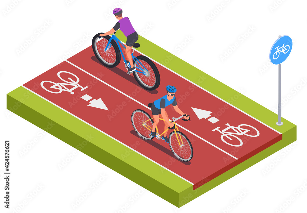 Wall mural Cycling Sport Isometric Concept