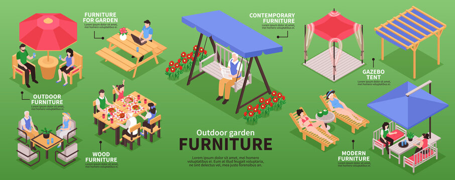 Garden Furniture Isometric Infographics