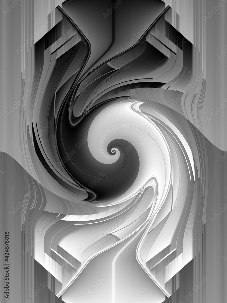 Poster monochrome hexagonal mosaic futuristic designs and patterns on a black and white background