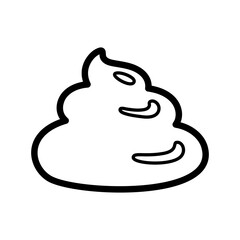 Shit or turd pile monochrome silhouette with black outline, isolated illustration on a white background