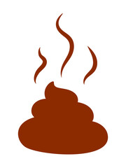 Shit or turd that stinks vector icon- brown monochrome silhouette - isolated illustration on white background