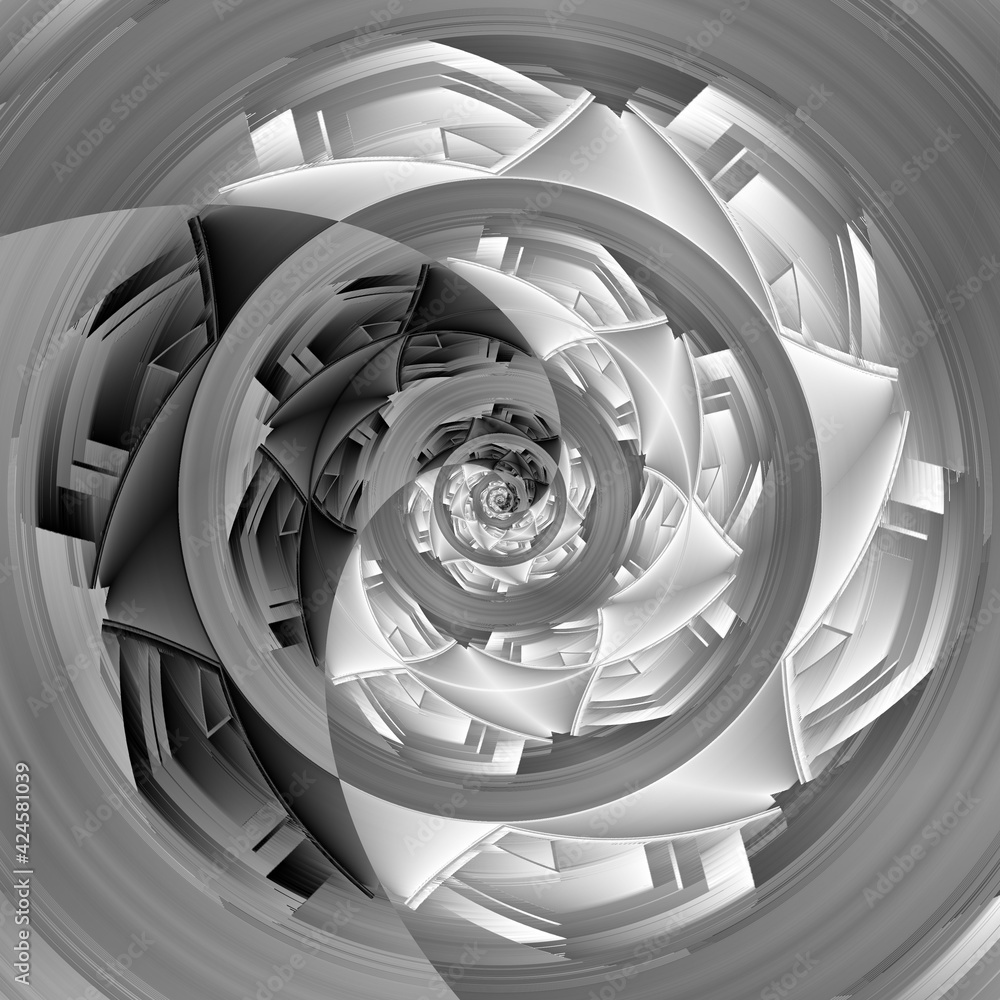 Poster monochrome hexagonal mosaic futuristic designs and patterns on a black and white background