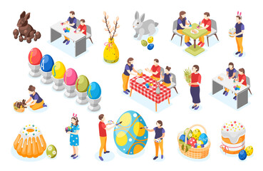 Naklejka premium Easter Isometric Icon Set