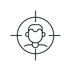 Targeted advertising linear icon. Digital Marketing. Thin line customizable illustration. Contour symbol. Vector isolated outline drawing. Editable stroke