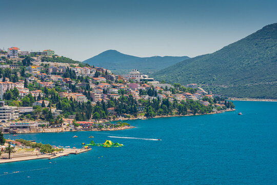 NEUM, BOSNIA HERZEGOVINA, 10 AUGUST 2019: Landscape of Neum, the only seaside city in Bosnia Herzegovina