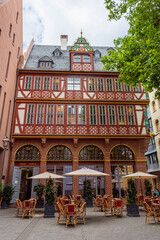 Obraz premium FRANKFURT, GERMANY, 25 JULY 2020: Historic coffee place in the historic center