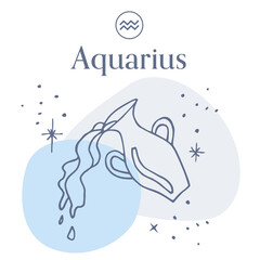 Aquarius Horoscope Vector Illustration Collage