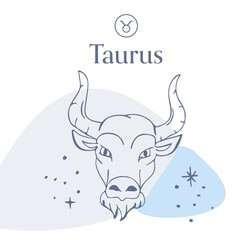Taurus Horoscope Vector Illustration Collage