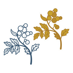 Flower. Abstract flower hand drawing illustration. Outline and golden flower drawing. Part of set.