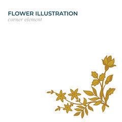 Floral corner element for design greeting and wedding cards. Abstract flowers hand drawing illustration. Part of set.