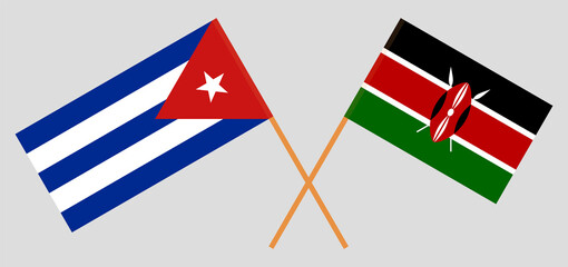 Crossed flags of Cuba and Kenya. Official colors. Correct proportion