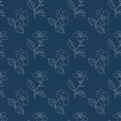 Fototapeta na wymiar Hand drawn flowers seamless pattern. Floral endless texture. Abstract drawing flowers background. Part of set.
